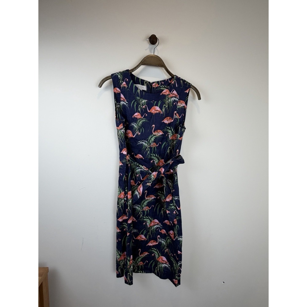 Hobb's London Women's Linen Flamingo Print Dress Size 6 Resort - Picture 2 of 6